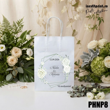 Pungi cadou - Punga din hartie pentru nunta personalizata PHNP8
