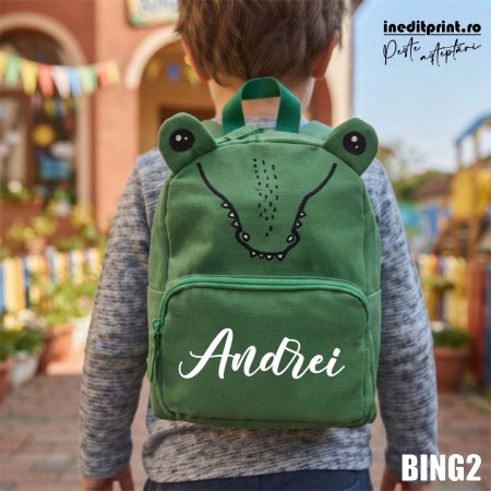 Back to School - Rucsac pentru copii BINGO CROCODIL Personalizat cu nume BING2