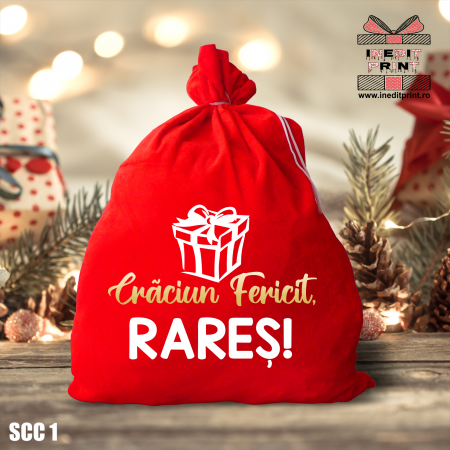 Decoratiuni Craciun - Săculeț cadou personalizat SCC1