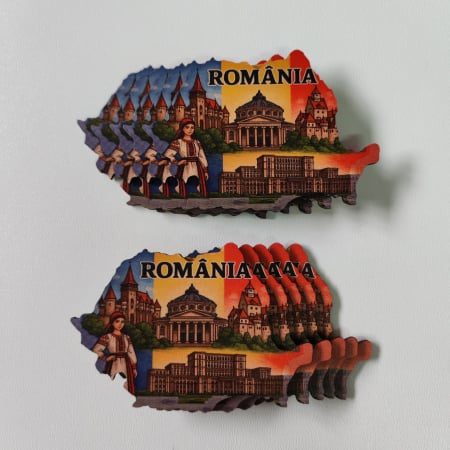 Suveniruri Romania - Set 10 Magneti de frigider Romania SVR76- 9,5x6,5 cm