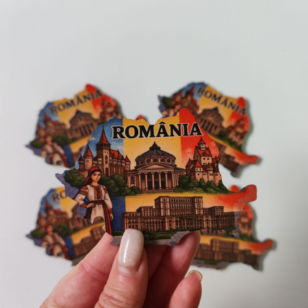 Suveniruri Romania - Set 5 Magneti de frigider Romania SVR76- 9,5x6,5 cm