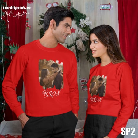 Valentines Day - Set bluze pentru cuplu cu fotografie si initiale SP2