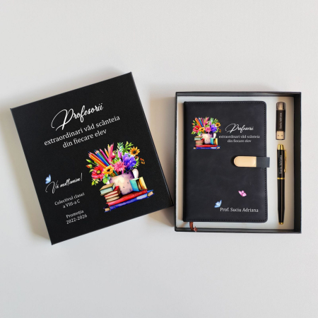 Set Cadou Sijia Negru cu Auriu Personalizat GPK32
