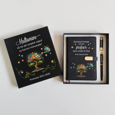 Set Cadou Sijia Negru cu Auriu Personalizat GPK33