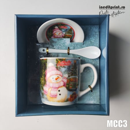 Căni - Set cana, lingurita si farfurioara de Craciun MCC3