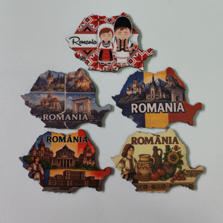 Suveniruri Romania - Set mix 5 Magneti de frigider Romania