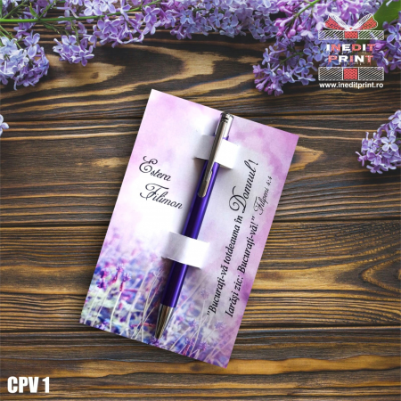 Instrumente de scris - Set Pix + Cartonas personalizat Lavanda CPV1