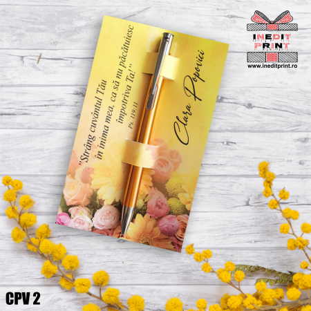 Instrumente de scris - Set Pix + Cartonas personalizat Galben CPV2