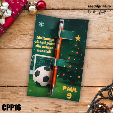 Cadouri sub 50 lei - Set Pix + Cartonas personalizat Craciun Fotbal CPP16