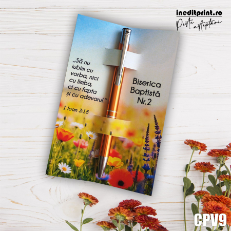Instrumente de scris - Set Pix + Cartonas personalizat Flori CPV9