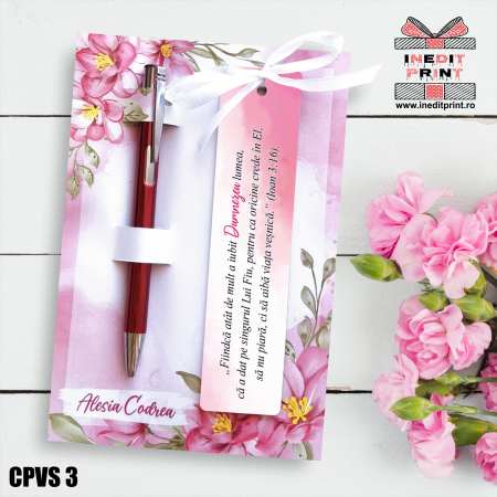 Instrumente de scris - Set Pix + Cartonas + Semn de carte Pink CPVS3