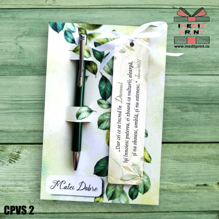 Instrumente de scris - Set Pix + Cartonas + Semn de carte Frunze CPVS2