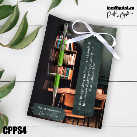 Instrumente de scris - Set Pix + Cartonas + Semn de carte personalizat Profesori CPPS4