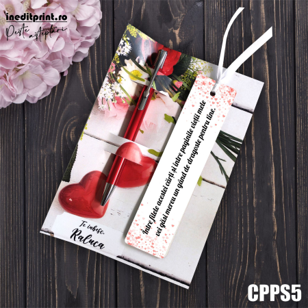 Instrumente de scris - Set Pix + Cartonas + Semn de carte Te iubesc CPPS5