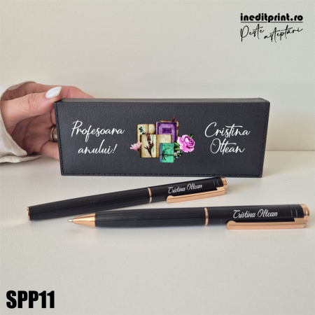 Set pixuri in cutie personalizata - profesori, Set 2 Pixuri Okonel-Negru SPP11