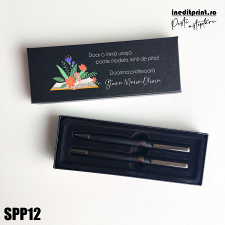 Ziua Armatei - Set pixuri in cutie personalizata - profesori, Set 2 Pixuri Okonel-Negru SPP12