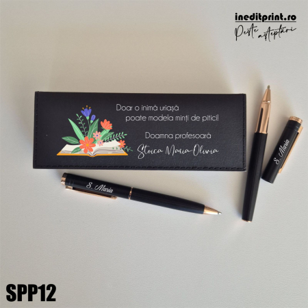 Instrumente de scris - Set pixuri in cutie personalizata - profesori, Set 2 Pixuri Okonel-Negru SPP12