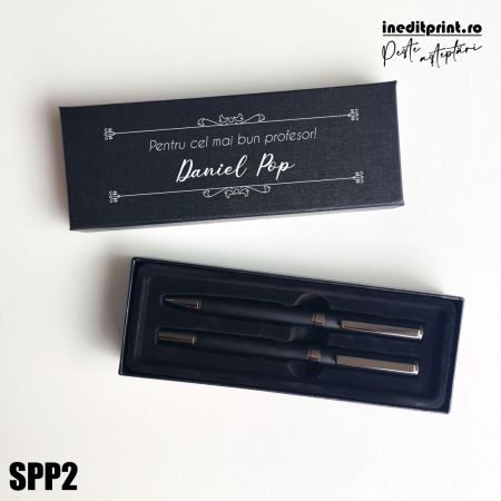 Ziua Armatei - Set pixuri in cutie personalizata - profesori, Set 2 Pixuri Okonel-Negru SPP2
