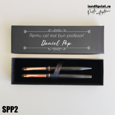 Set pixuri in cutie personalizata - profesori, Set 2 Pixuri Okonel-Negru SPP2