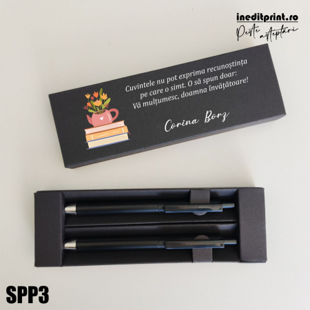 Ziua Armatei - Set pixuri in cutie personalizata - profesori, Set 2 Pixuri Okonel-Negru SPP3