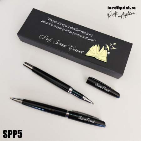 Ziua Armatei - Set pixuri in cutie personalizata - profesori, Set 2 Pixuri Okonel-Negru SPP5