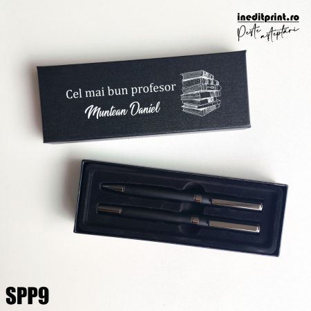 Set pixuri in cutie personalizata - profesori, Set 2 Pixuri Okonel-Negru SPP9 [0]