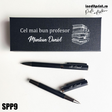 Set pixuri in cutie personalizata - profesori, Set 2 Pixuri Okonel-Negru SPP9 [1]