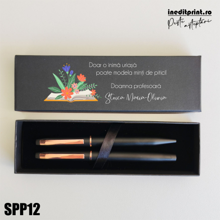 Instrumente de scris - Set pixuri in cutie personalizata - profesori SPP12