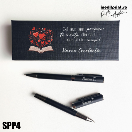 Instrumente de scris - Set pixuri in cutie personalizata - profesori SPP4