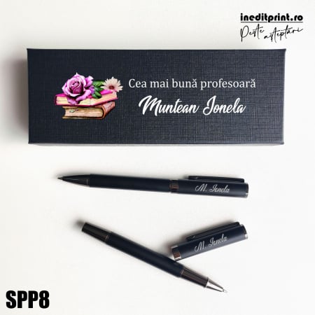 Instrumente de scris - Set pixuri in cutie personalizata - profesori SPP8