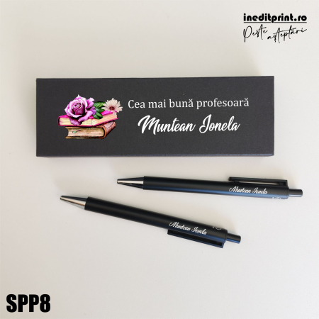 Instrumente de scris - Set pixuri in cutie personalizata - profesori SPP8