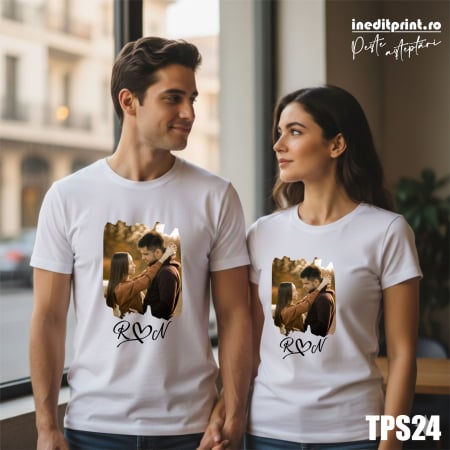 Valentines Day - Set tricouri cu fotografie si initiale TPS24