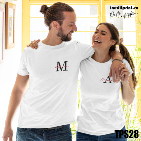 Valentines Day - Set tricouri cu initiala si nume TPS28