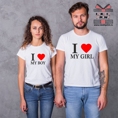 Tricouri pentru cupluri - Set tricouri I LOVE MY TPS1