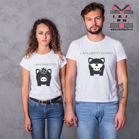 Tricouri pentru cupluri - Set tricouri I'm pretty, I'm gentleman TPS10