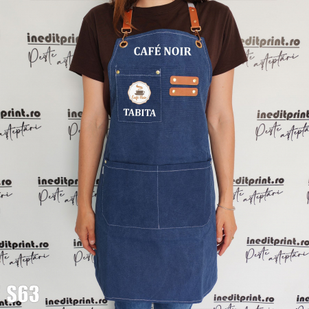 Șorțuri - Sort Denim personalizat cu Numele afacerii, Logo si nume - S63