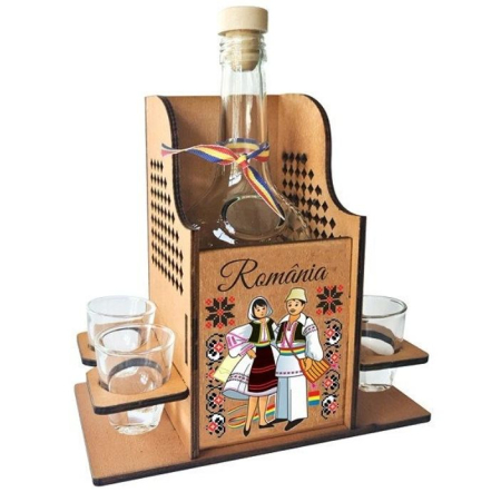 Suveniruri Romania - Suport Sticla cu pahare Romania SVR108