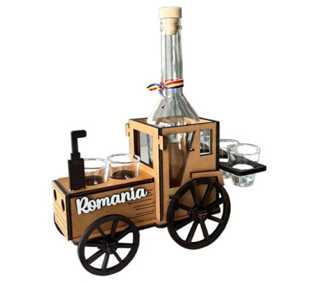 Suveniruri Romania - Suport Sticla cu pahare Tractor Romania SVR107