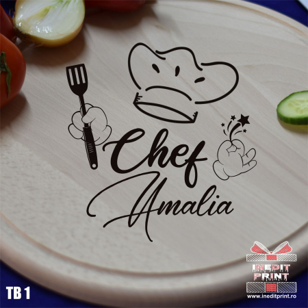 Tocător lemn rotund personalizat Chef TB1