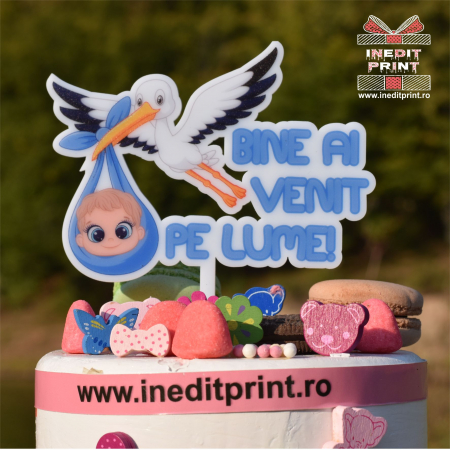 Botez pentru copii - Topper Tort UV Bine ai venit pe lume TC462