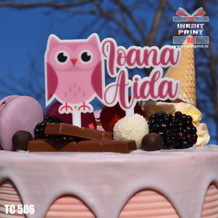 Natura si Animalute - Topper Tort UV Personalizat Bufnița TC506