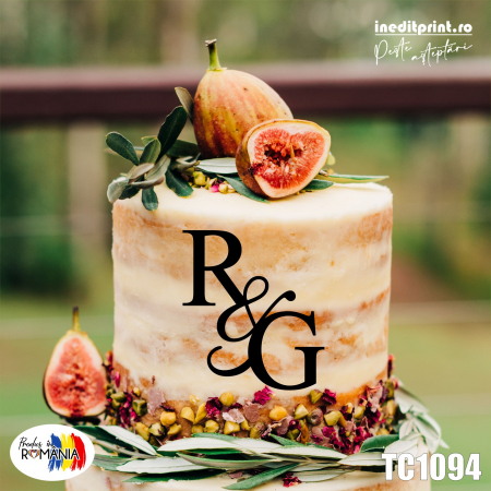 Initiale - Topper Tort Personalizat cu Initiale TC1094