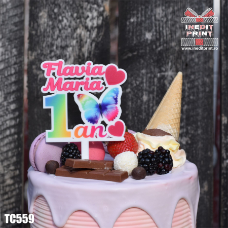 Natura si Animalute - Topper Tort UV Personalizat Fluture TC559
