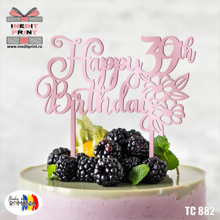Engleza - Topper Tort Personalizat Happy Birthday TC882
