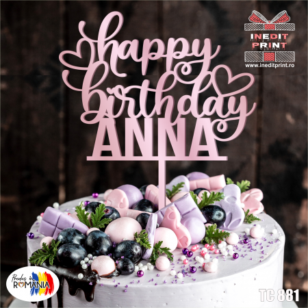 Engleza - Topper Tort Personalizat Happy Birthday TC881
