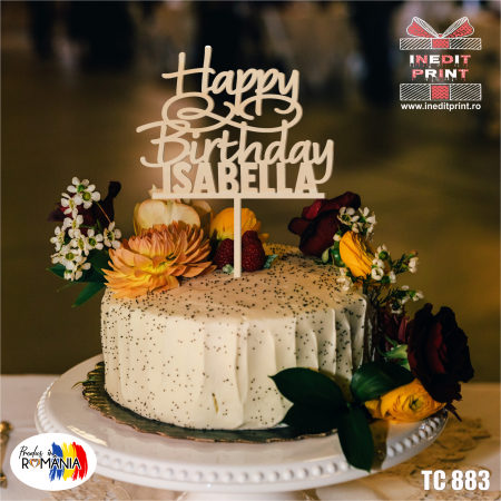 Engleza - Topper Tort Personalizat Happy birthday TC883