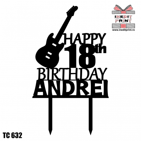 Topper tort personalizat  Happy Birthday TC632 [4]