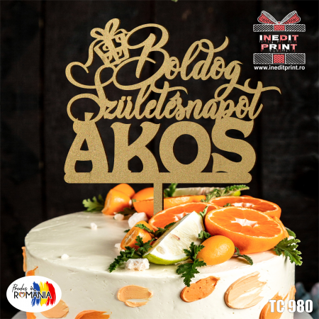 Toppers - Topper Tort Personalizat Boldog Szuletesnapot TC980