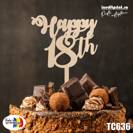 Happy Birthday + Personalizare - Topper Tort Personalizat Happy  TC636