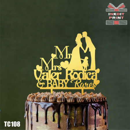 Oferte (Cake Toppers) - Topper Tort  Personalizat Mr&Mrs TC108